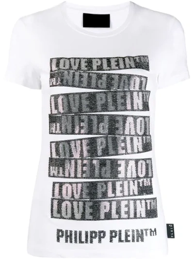 Shop Philipp Plein Ss Love T-shirt In White