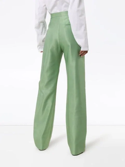 Shop Aleksandre Akhalkatsishvili High Waist Wide Leg Trousers In Green