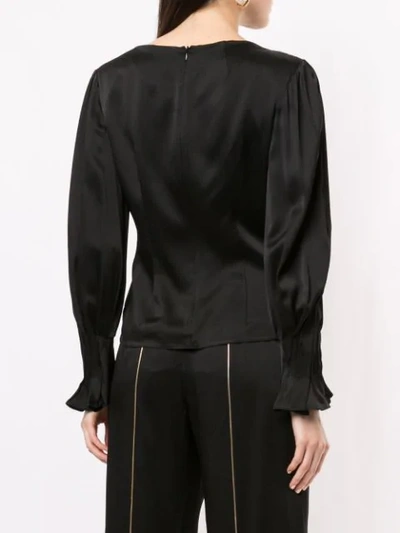 Shop Peter Pilotto Satin Drape Blouse  In Black