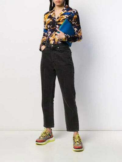 Shop Kenzo Printed Button Up Blouse In Black