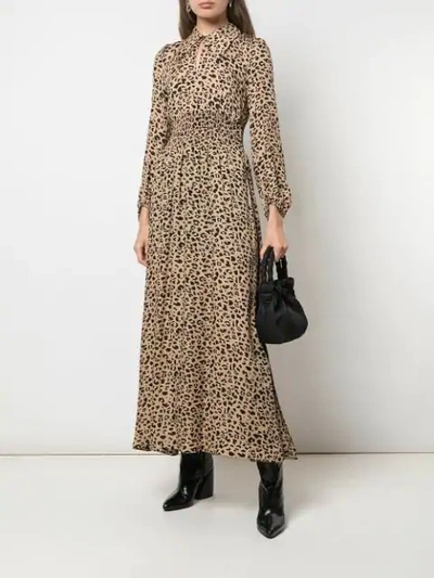 Shop Baum Und Pferdgarten Leopard-print Smocked Dress In Neutrals