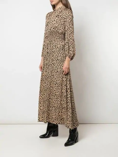 Shop Baum Und Pferdgarten Leopard-print Smocked Dress In Neutrals