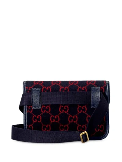 Shop Gucci Monogram Print Belt Bag In Blue