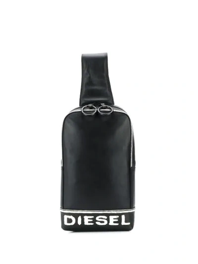 Shop Diesel Logo Print Backpack In Black