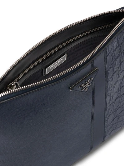 Shop Prada Saffiano Bandoleer Shoulder Bag In Blue