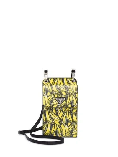 Shop Prada Saffiano Leather Cellphone Case In Yellow