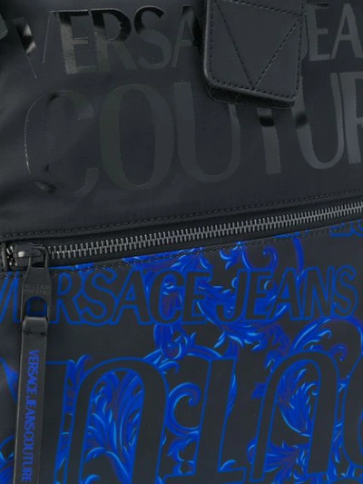 Shop Versace Jeans Couture Logo Print Backpack In Black