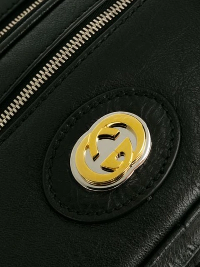 Shop Gucci Gg Logo Plaque Belt Bag In Black