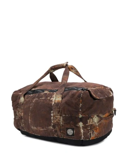 Shop Stone Island Paintball-print Holdall In Brown