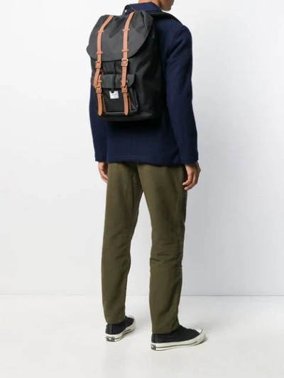 Shop Herschel Supply Co Little America Logo Patch Backpack In Black