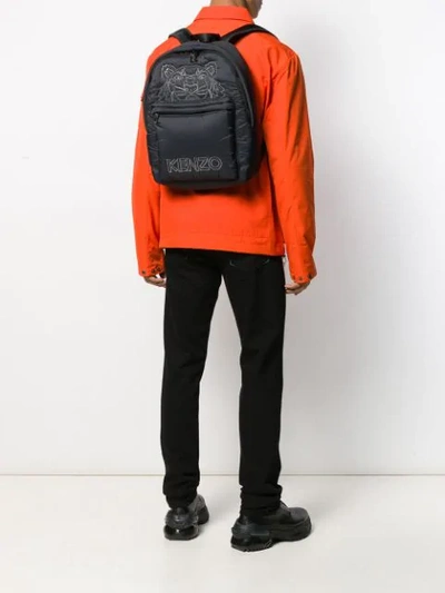Shop Kenzo Tiger Embroidered Backpack In Black