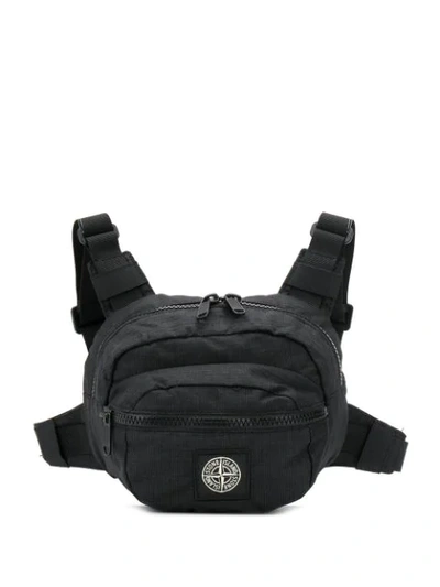 Shop Stone Island Logo Embroidered Belt Bag In Black