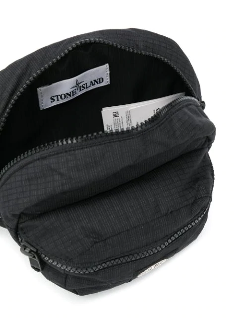 Stone Island Logo Embroidered Belt Bag In V0029 Black | ModeSens