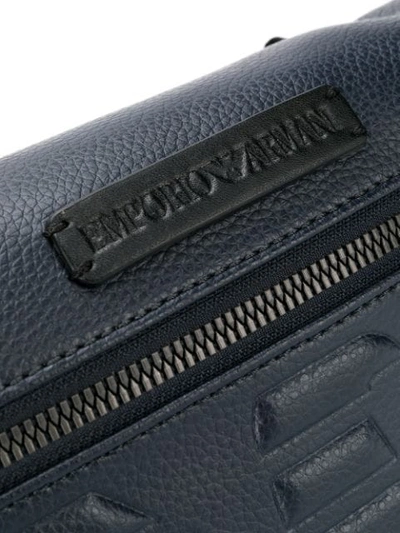 Shop Emporio Armani Embossed Logo Crossbody Bag In Blue