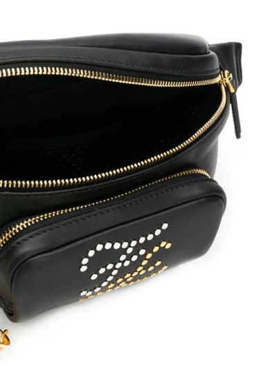 Shop Fendi Karligraphy Studded Logo Belt Bag In Black