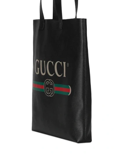 GUCCI LOGO TOTE LEATHER BAG - 黑色