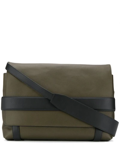 Shop Bottega Veneta Two-tone Messenger Bag In Green