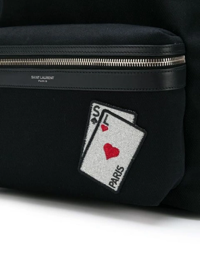 Shop Saint Laurent Sl Playing Cards City Backpack In 1092 Black