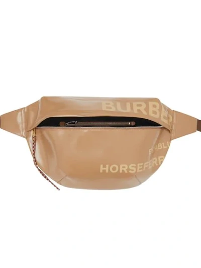 Shop Burberry Extra Large Horseferry Print Coated Canvas Belt Bag In Neutrals