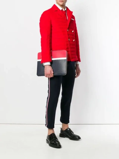 Shop Thom Browne Color-blocked Leather Document Holder In Red, White And Blue
