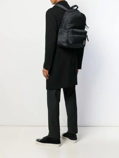Shop Versace Greca Argyle Print Backpack In Black