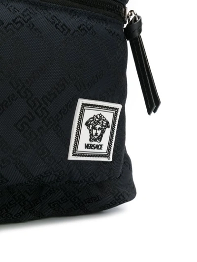 Shop Versace Greca Argyle Print Backpack In Black