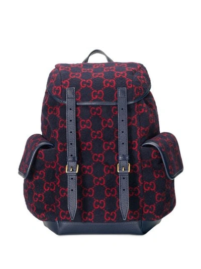 Shop Gucci Monogram Print Backpack In Blue