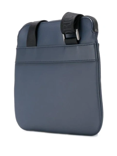 Shop Emporio Armani Embossed Logo Shoulder Bag In Blue