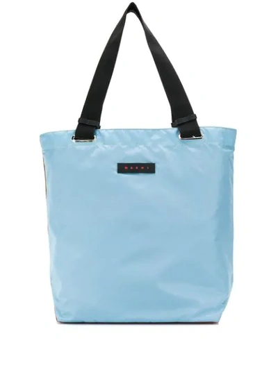 Shop Marni Two-tone Tote Bag In Brown