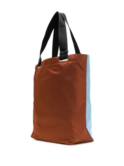 Shop Marni Two-tone Tote Bag In Brown