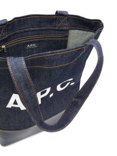Shop Apc Logo Tote Bag In Blue