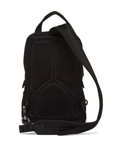 Shop Prada Contrast Stripe Backpack In Black