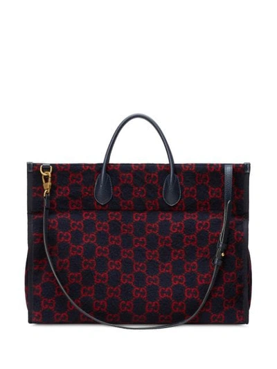 Shop Gucci Monogram Print Tote Bag In Blue