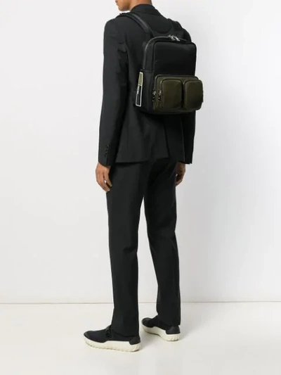 Shop Prada Multi-pocket Colour Block Backpack In Black