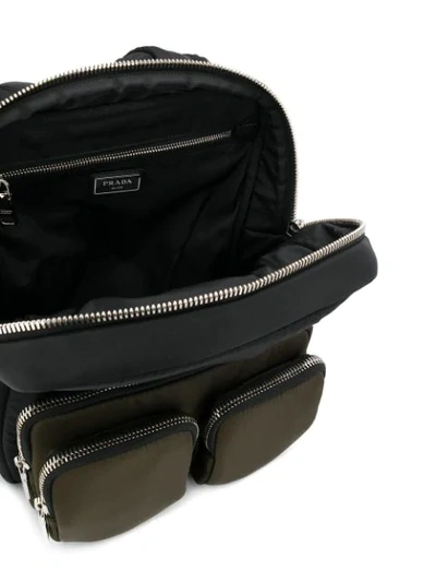 Shop Prada Multi-pocket Colour Block Backpack In Black