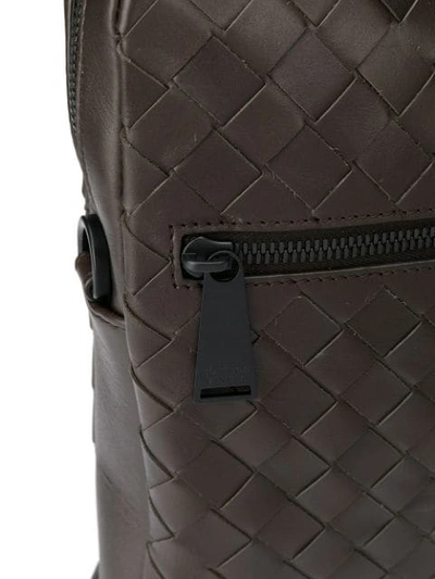 Shop Bottega Veneta Intrecciato Weave Zipped Briefcase In Brown
