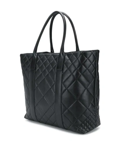 Shop Versace Large Quilted Tote Bag In Black