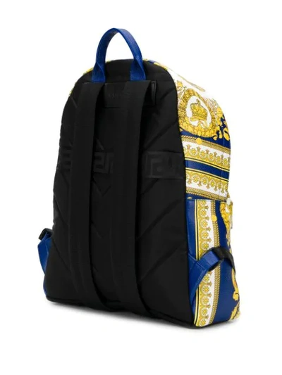 Shop Versace Gold Barocco Print Backpack In Yellow