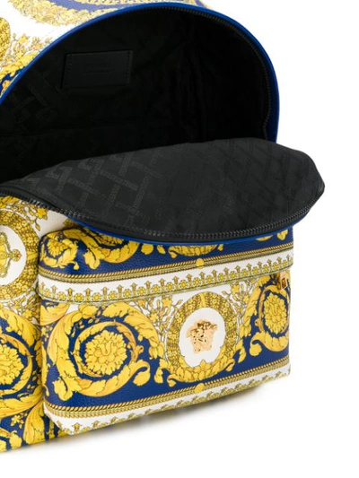 Shop Versace Gold Barocco Print Backpack In Yellow