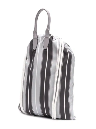 Shop Thom Browne Repp Stripe Drawcord Bag In Grey