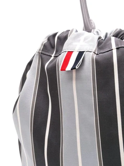 Shop Thom Browne Repp Stripe Drawcord Bag In Grey