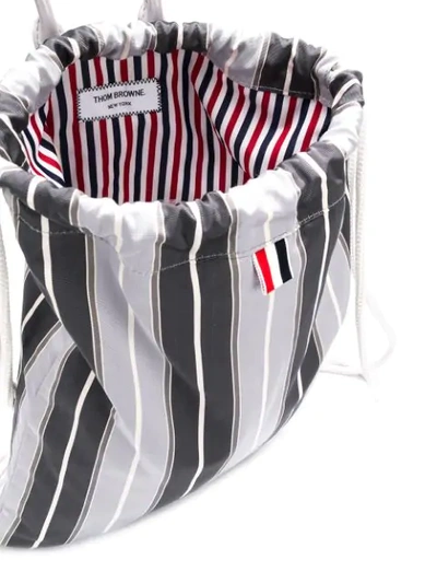 Shop Thom Browne Repp Stripe Drawcord Bag In Grey