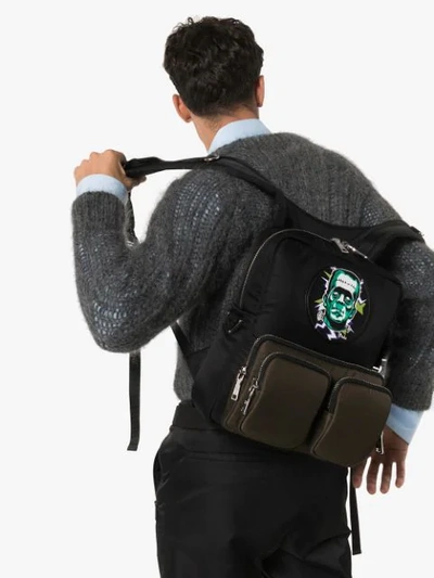 Shop Prada Frankenstein Print Backpack In Black