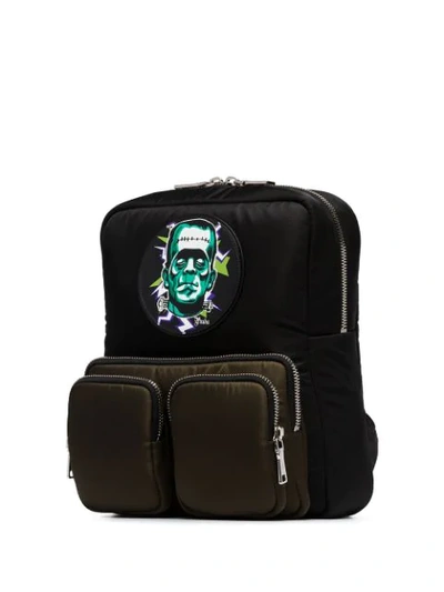Shop Prada Frankenstein Print Backpack In Black