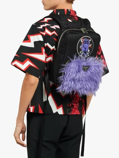 Shop Prada Frankenstein Print Backpack In Black