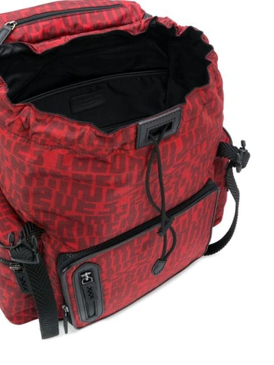 Shop Ermenegildo Zegna Letter Printed Backpack In Red