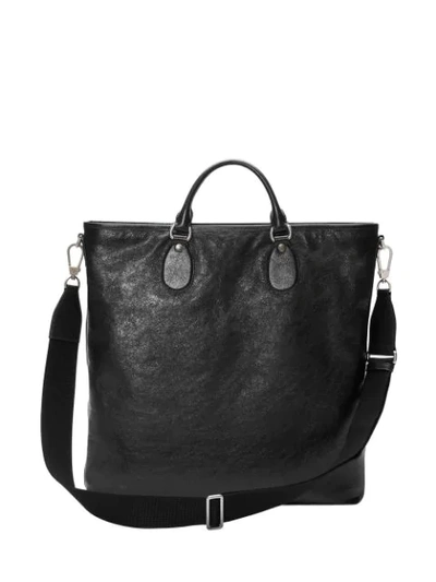 Shop Gucci Soft Leather Tote In Black