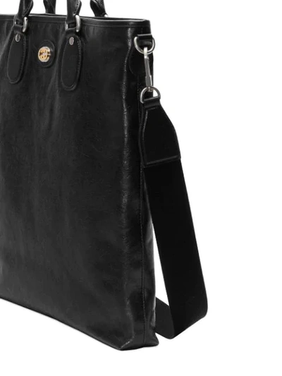 Shop Gucci Soft Leather Tote In Black