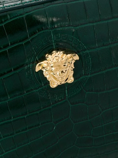 Shop Versace Medusa Appliqué Leather Pouch In Green