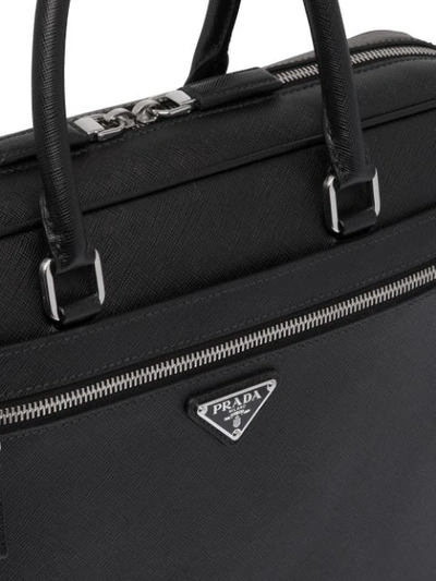 Shop Prada Logo Plaque Briefcase In Black